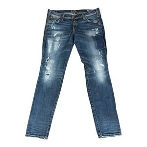 Womens Silver Jeans Co Aiko Mid Skinny Denim Blue Jeans Size‎ 33x31 Patches Y2K